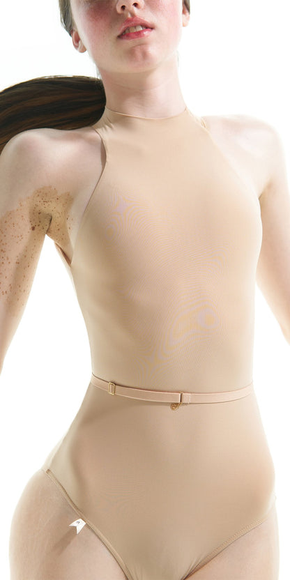 CHOKER – nude turtleneck leotard