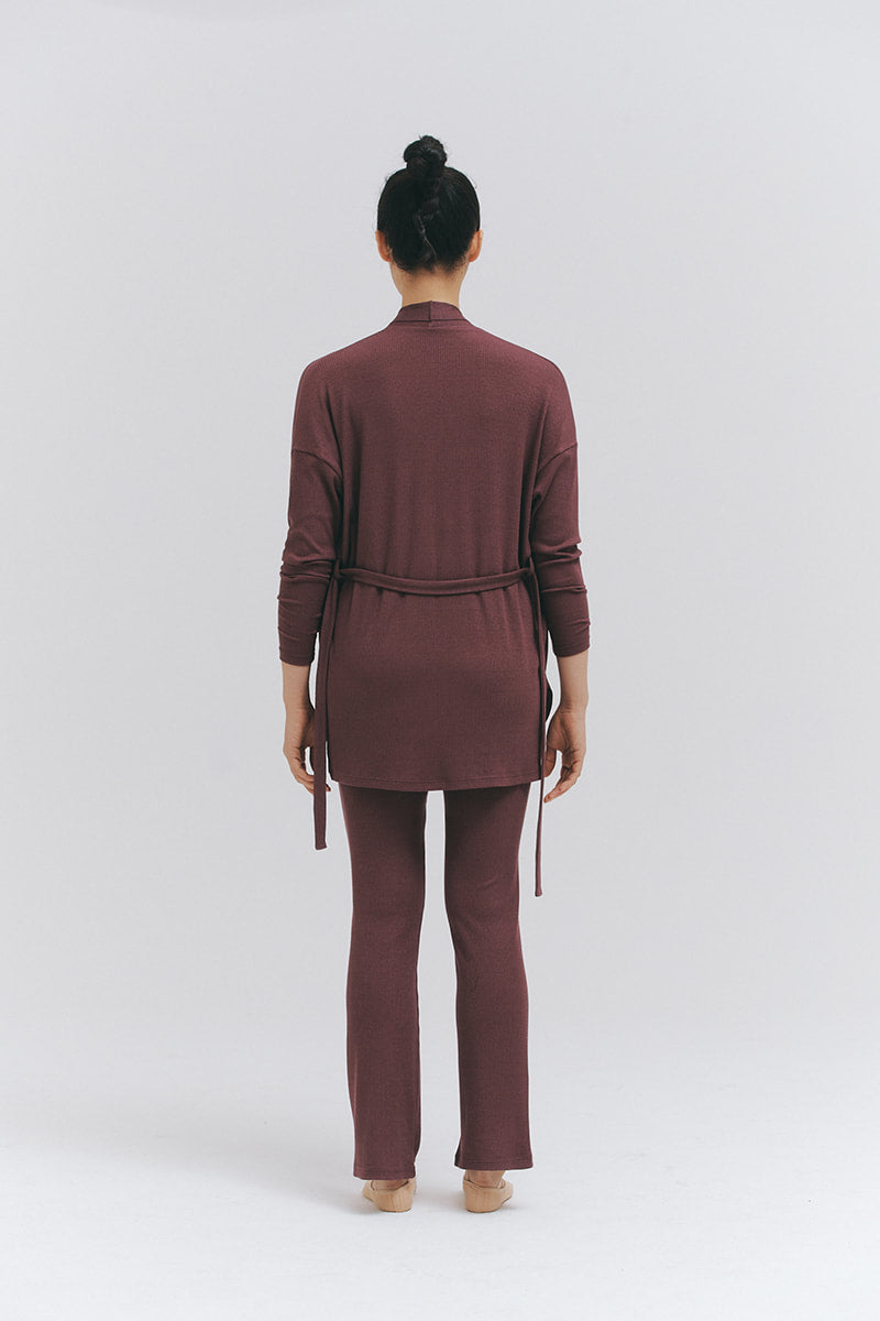 MODAL® SHORT GOWN AND PANTS SET - SHADOW