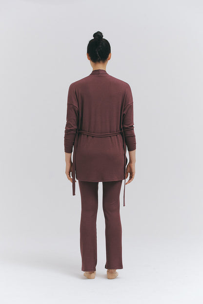 MODAL® SHORT GOWN AND PANTS SET - SHADOW