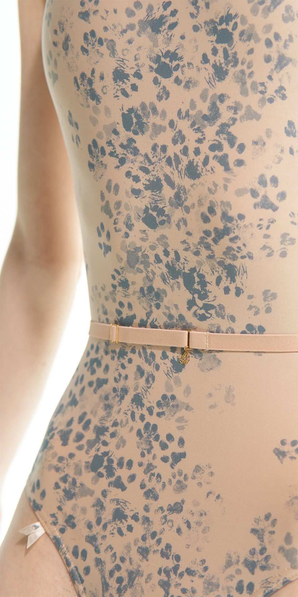 CAT paw print – cross back leotard – indigo