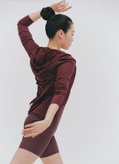ORGANIC COTTON LACED HOODIE | BURGUNDY