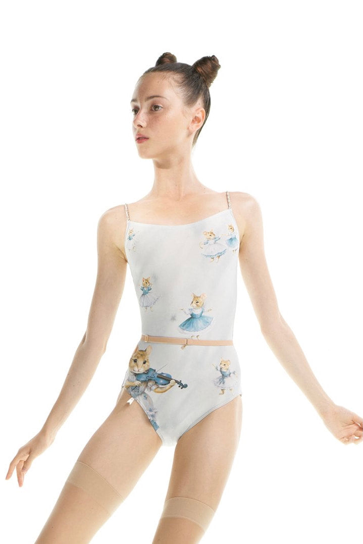 MOUSY – camisole leotard with hand braided straps – baby blue