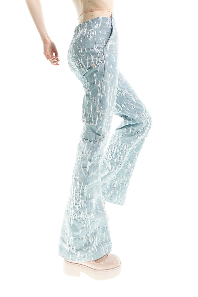 CAT scratched – flare jeans with ears – baby blue
