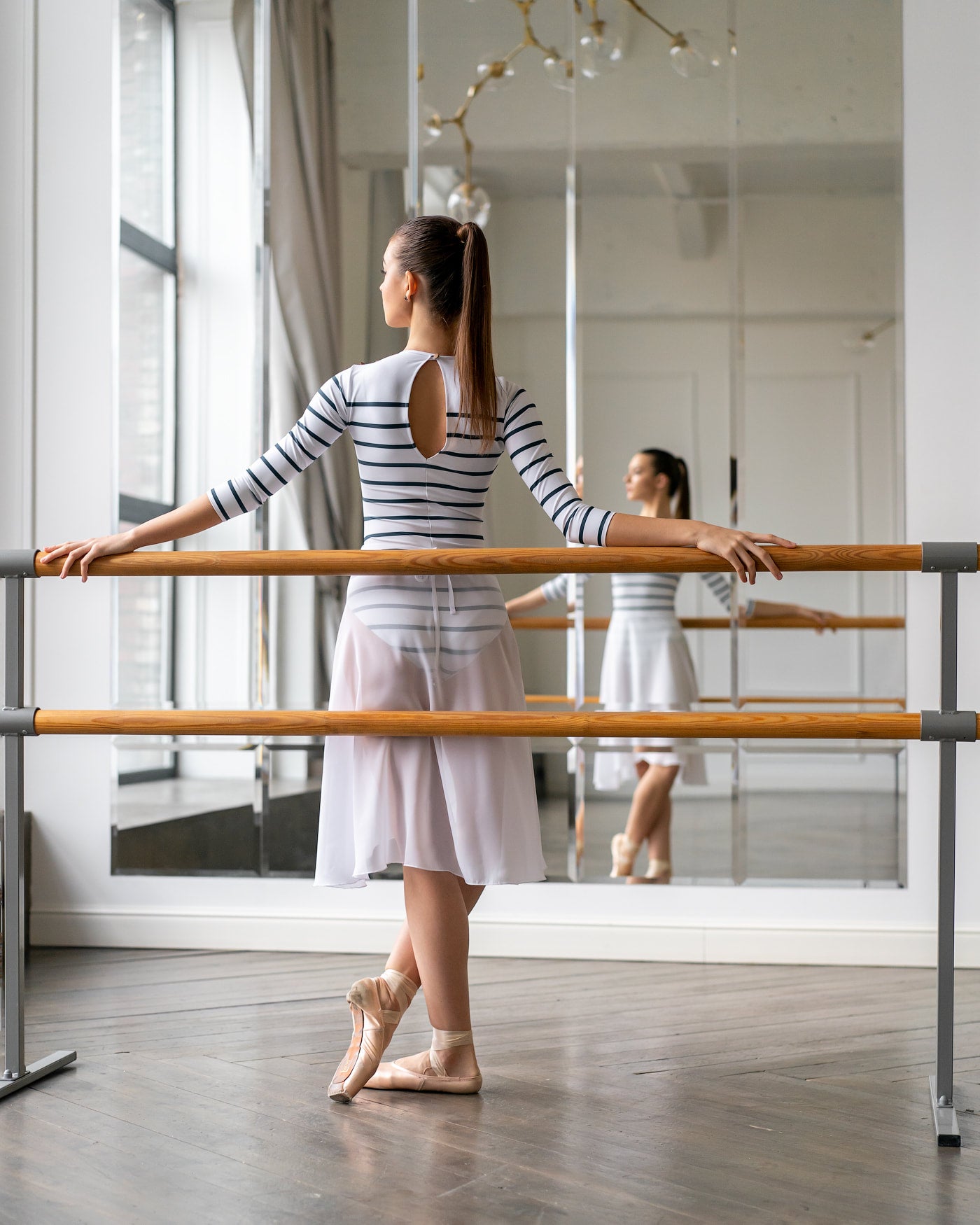 Nautical striped cut leotard