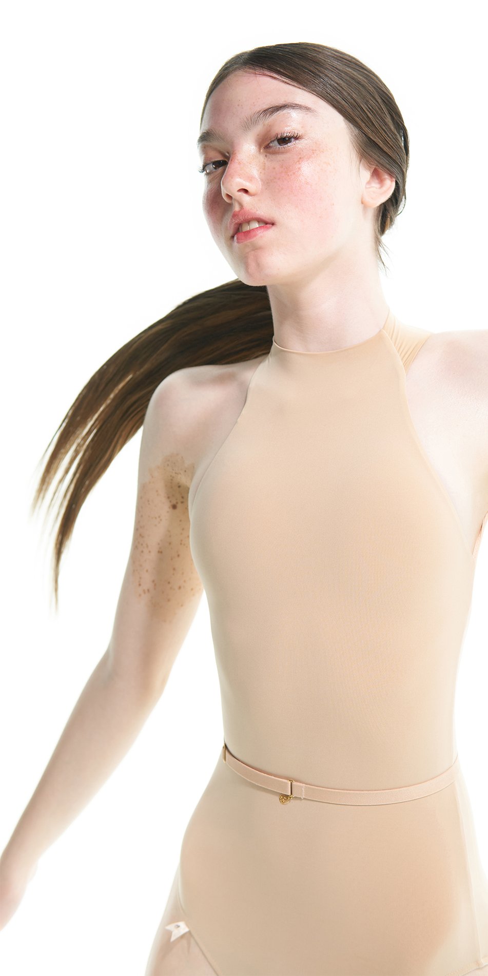 CHOKER – nude turtleneck leotard