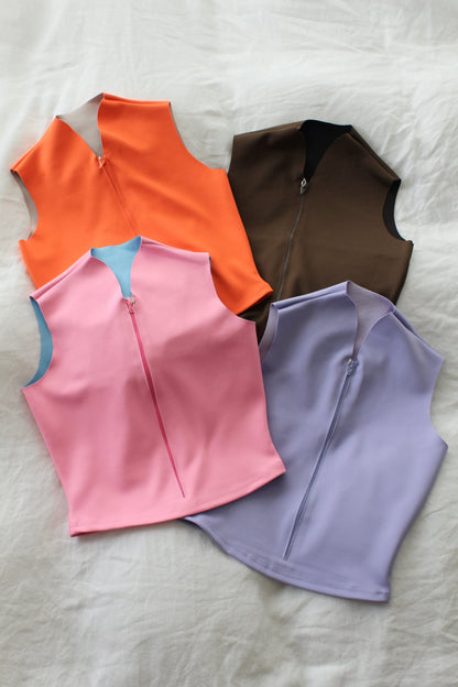 ZIPPERED HALF TOP | TOBACCO
