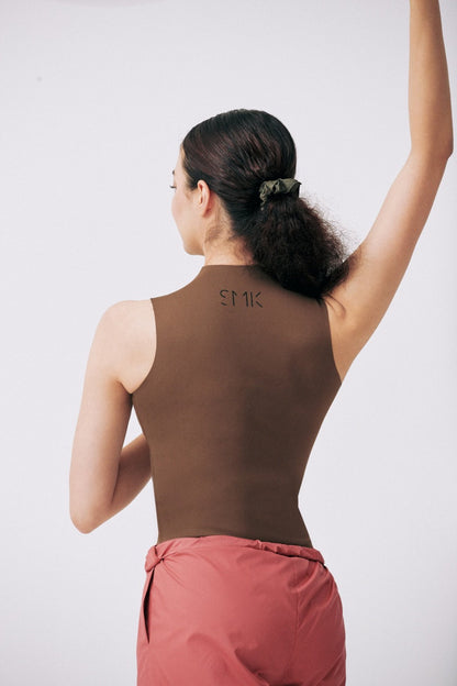 ZIPPERED HALF TOP | TOBACCO