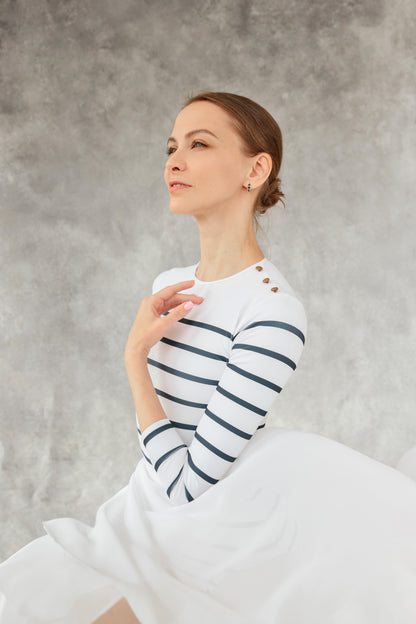 Nautical striped cut leotard